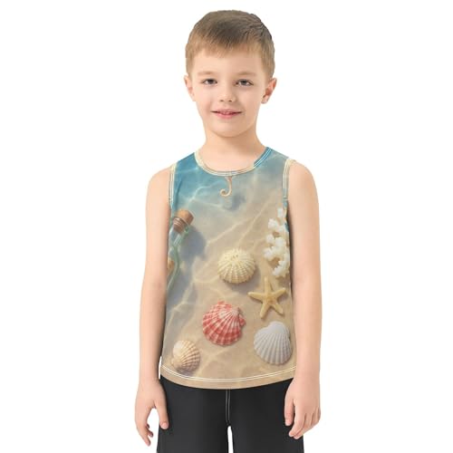 Seashell on The Beach Boys Athletic Tank Tops Sleeveless Summer Vest Tee Workout Shirts for Biking Jogging Beach 3T2