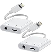 [Apple MFi Certified] 2 Pack Lightning to 3.5mm Headphones Jack Adapter Dongle 2 in 1 Aux Audio S...