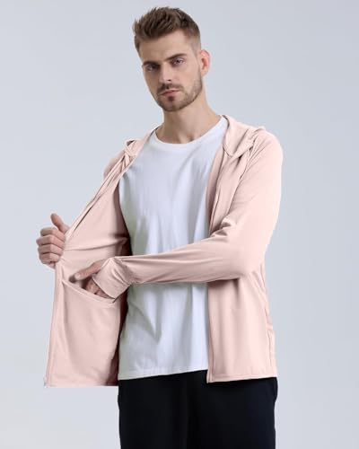 Image of DENIMHOLIC Men Full Zip Hoodie Jacket Long Sleeve Sunscreen jacket for men UV Protection UPF 50+ Lightweight Summer jacket for men sun protection For bike gym trekking