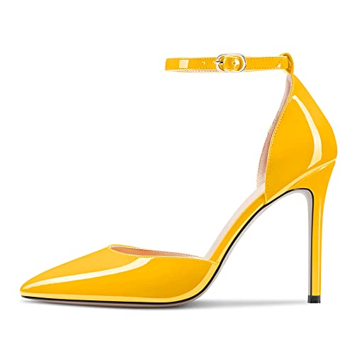 Castamere Women Stiletto High Heel Pointed Toe Ankle Strap Two-Piece Dress Pumps Slip-on Buckle Wedding Party 3.9 Inches Heels2