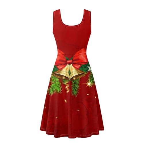 Image of TOADDITDO Women's Sleeveless O Neck Beach A-Line Party Coctail Tank Dresses Flared Sundress