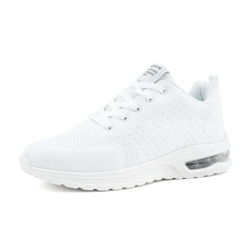 Scarpe Running Corsa Uomo Donna Scarpe Ginnastica Sportive Traspiranti Leggero Camminata Fitness Running Sneakers Jogging Bianco EU 44
