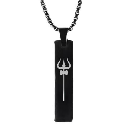 Image of Mesmerize Spiritual Mini Tag Stainless Steel Necklaces for Men | Locket and Pendant Necklace for Men and Guys | Necklace with Chain in Black and Silver | 6-Month Warranty.