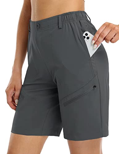 SAFORT Damen Wander-Cargo Active Shorts Leichte Stretch-Golfshorts Outdoor Sonnenschutz Wasserabweisend, 4 Taschen, Grau, XL Cover
