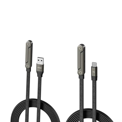 Cable de carga rápida de 1,5 m de largo de 240 W con soporte para teléfono móvil integrado para visualización manos libres. Compatible con smartphones y tabletas(1 unidad C C+ 1 pieza A C)