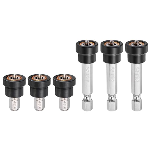 QUARKZMAN 6 Piezas Puntas De Destornillador Magnéticas De Posicionamiento PH2 Para Tornillos Con Vástago Hexagonal Juego De Ajuste Cabezal Lote Anticorrosivo Para Accesorios Pladur Plateado