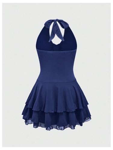 Image of BEAUDRM Women's Y2k Goth Mini Dress Grunge Punk V Neck Tie Back Halter Short Dresses Gothic Halloween Costumes