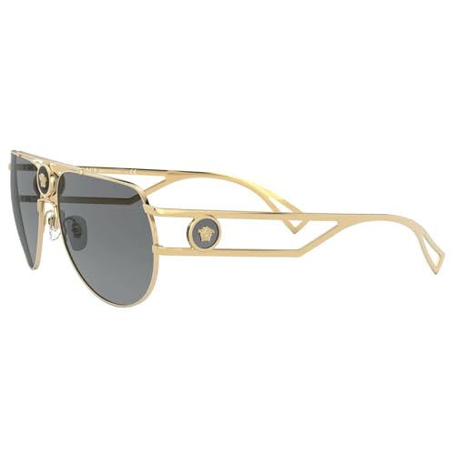 Versace VE 2225 100287 Gold Metal Aviator Sunglasses Grey Lens3