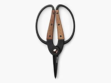 Barebones Garden Scissors - Walnut Scissors - Garden Supplies and Indoor Plant Accessories - Plant Shears with Wide Handles - Comfortable Fit Trimming Shears (Small)