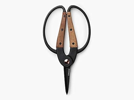 Barebones Garden Scissors - Walnut Scissors - Garden Supplies and Indoor Plant Accessories - Plant Shears with Wide Handles - Comfortable Fit Trimming Shears (Small)