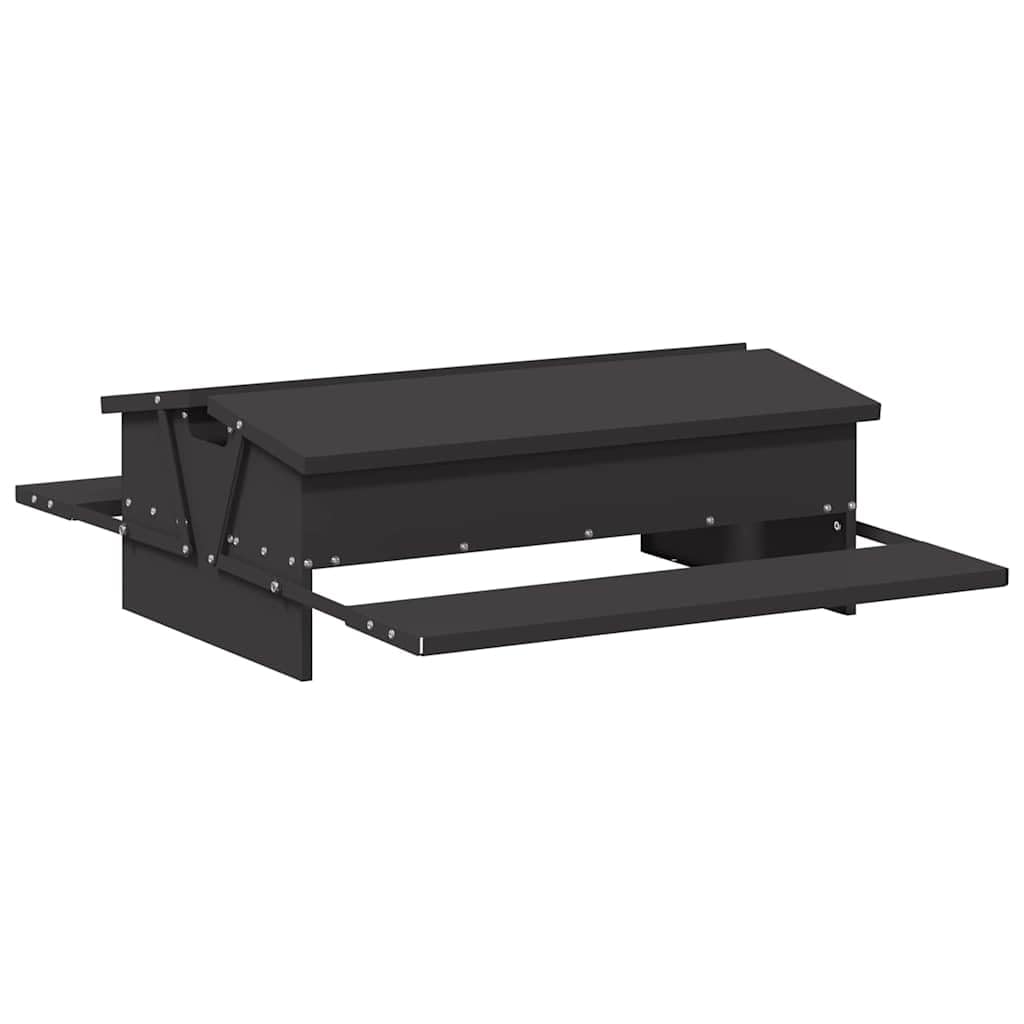 Hühnertretfeeder Schwarz aus kaltgewalztem Stahl 75 x 53 x 20,5 cm Futterspender mit automatischer Dosierung wetterfest für Innen- und Außenbereich effiziente Futterverteilung