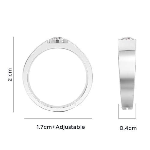 Image of Miss Highness 925 Pure Silver Solitaire Ring for Men and Boys | Classic Adjustable Design | Silver Jewellery With Authenticity Certificate | Gift for Husband Boyfriend | Daily Wear Ring