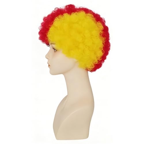 Image of FREE BEAUTY Germany Flag Colored Afro Wig for Men Women 2026 World Cup Fan Wig Soccer Fans Cheer Hair Black Red Yellow Afro Wigs for Football Fans for Stadium Party Cosplay (Germany)