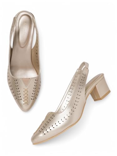 Image of Marc Loire Women Pointed Toe Block Heel Sandal for Office Wear