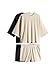 THE SET Damen Lounge-Set mit Oversized Fit T-Shirt und Shorts in Waffelstruktur, 2er-Pack Navy/Ecru Cream M