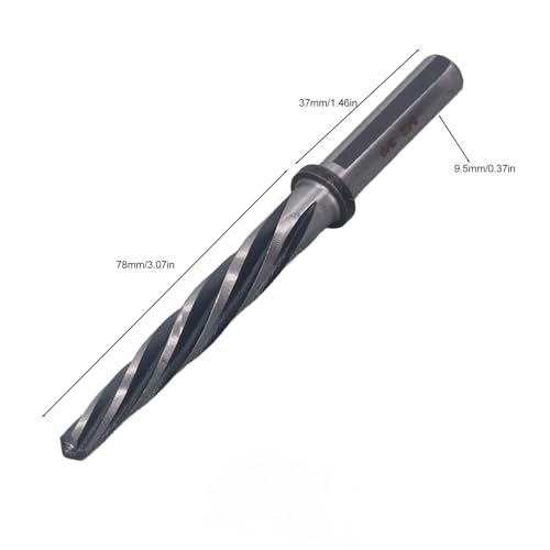 Construction Reamer Drill Bit, 3/8 Inch High Speed Steel Reamers for Metal, 5 Flute Car Maintenance Reamer, Spiral Taper Chucking Reamer for Steel, Alloy Aluminum