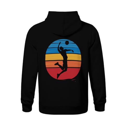 Kids Silhouette Of Volleyball Player Boys Girls Lightweight Kangaroo Pocket Fleece Hoodies3