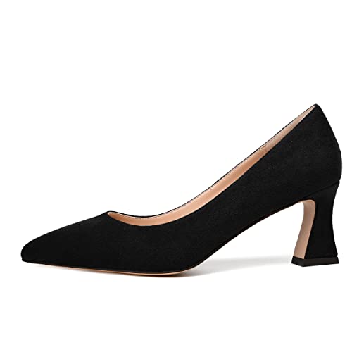MODENCOCO Womens Pointed Toe Slip On Wedding Sexy Suede Casual Stiletto Mid Heel Pumps Dress Shoes 2.5 Inch2