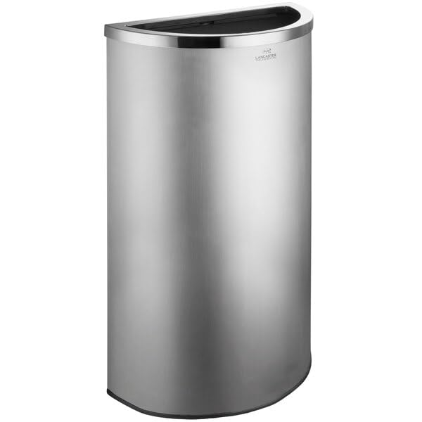 Half Round Stainless Steel Trash Can 15 Gallon Capacity Silver Indoor Use 18 5x9 5x30 Inches