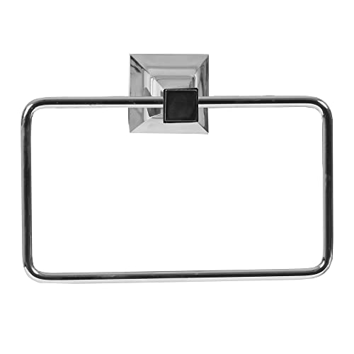 Image of RONTENO Towel Ring for Bathroom Wall | Stainless Steel Rectangular Shaped Wall-Mounted Napkin Holder | Toilet Paper Holder Include with Screw | Hardware Hanger Accessories(1Pc, Silver)