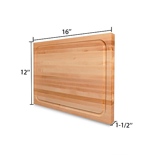 Image of CONSDAN Hard Maple Wood Cutting Board for Kitchen, USA Grown Hardwood, 16 x 12, with Invisible Inner Handle, Prefinished with Food-Grade Oil, Suitable for Kitchen Edge Grain, 1-1 /2 inch Thick