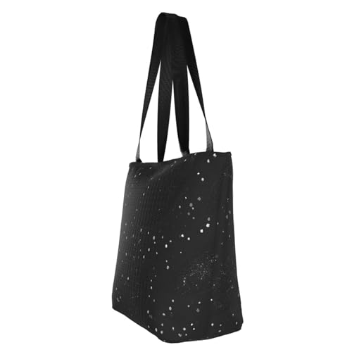 Black Shimmering Print Lightweight Shoulder Bag Summer Outings Tote Bags Travel Hiking Work Casual Use4