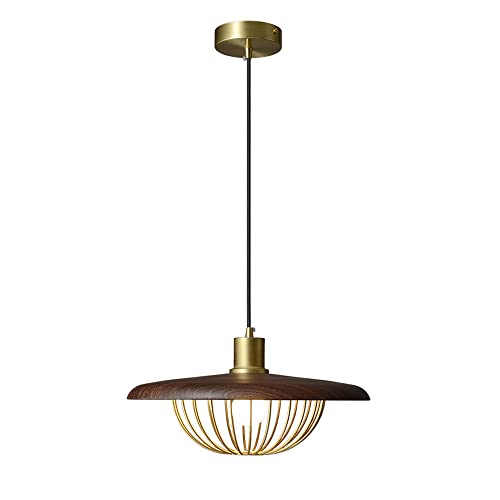 Lampe suspendue rétro japonaise en bois ronde luminaire tête simple bar