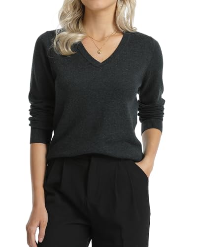 Image of QUALFORT Women's 100% Cotton Sweater, Basic Lightweight Long Sleeve Pullover
