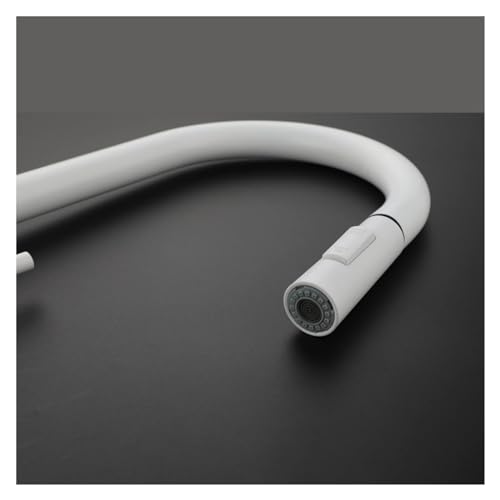 Robinet de cuisine blanc avec douchette amovible et jet 2 modes