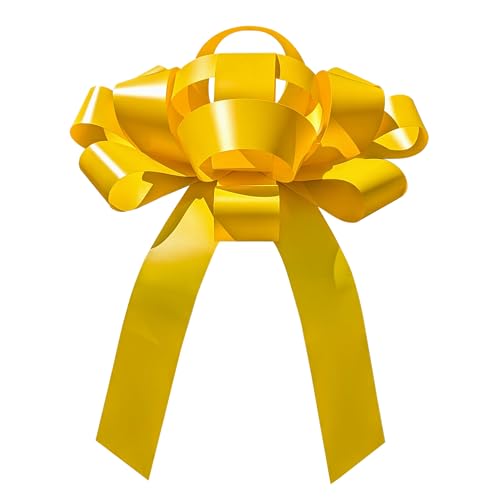 Image of CarBowz Big Car Bow for Car Decorations and Birthday Car Gifts, Large Bow Ribbon, Magnet, Car Safe Sticker Included, Fully Assembled 30 inch Wide Huge Bow, No Suction Cup Needed (Yellow)