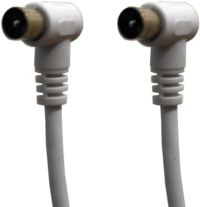 electrosmart Male Coax Plug to Male Coax Plug TV Aerial Cable with 90 Degree Right Angled Connectors Length: 1.5m  Colour: White