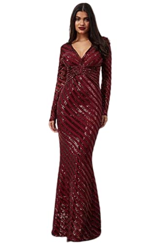 Goddiva - Maxi Abito da Vino con Lustrini, a Strisce, per Cocktail, Feste e Serate Vino 40