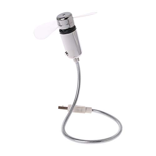 柔軟なグーゼネックUSB LEDクロックファン、デスク用のノートブック用PCUSBのリアルタイムディスプレイ付きPCUSBポータブル静かな充電型の柔軟な小型車用コンピューターラップトップ車用のクリップホワイト