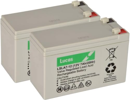 LUCAS 2 x 12V 7AH - RAZOR E200 E200s E300 & E325 BATTERIES SCOOTER grey (LSLA7-12)