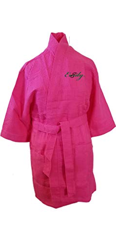 Monogrammed Bathrobes Cotton Waffle Short Names Design Initals
