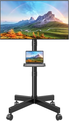 ELIVED TV Ständer Rollbar für 26-60 Zoll Fernseher bis zu 25kg Max VESA 400x400mm Mobiler TV Stand mit Rollen Höhenverstellbar Fernseher Bodenständer EV1117