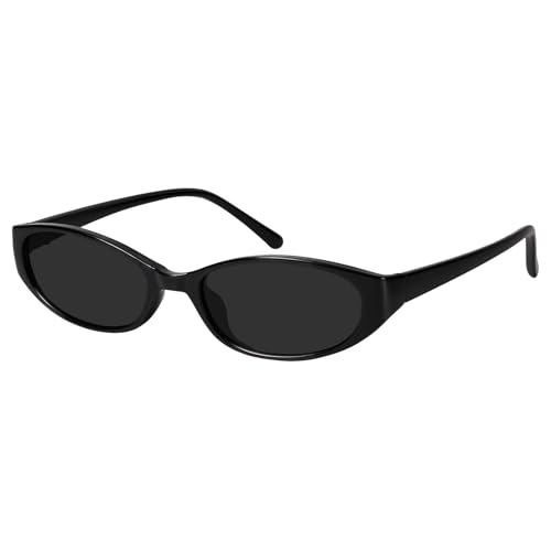 mosanana Retro Oval Cat eye Sunglasses Women Y2k Trendy 2025 Fashion 90s Vintage Cool Cute Narrow Small Black Grey MS52585