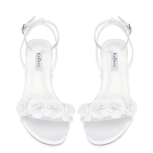 Flower Wedding Shoes for Bride Low Heel Bridal Shoes Open Toe Wedding Sandals2