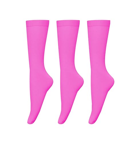 Image of Bestjybt 3 Pairs Women's Opaque Nylon Knee High Stockings Trouser Socks