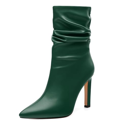AMBELIGHT Ankle Boots for Women Stiletto High Heel Pointed Toe Pull on Short Boots Elegant Sexy Fashion Fall Winter Boots 4 Inch