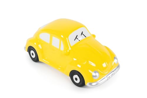 BLUECHOLON Tirelire décorative en forme de voiture, céramique, jaune, 20,5 x 9,5 x 9 cm, 420 g