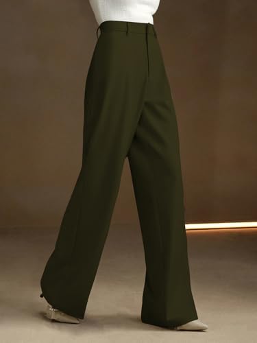 Image of KERI PERRY Trousers for Woman Pants Women's Formal Office Korean | Black Beige Track Pant | Straight | Cotton Spandex Stretchable Trouser | High-Waisted Bottom Wear