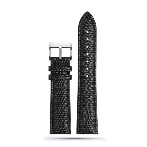Bracelet de montre en lézard noir 16mm chic et élégant