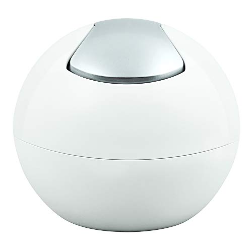 Spirella Kosmetikeimer 1 Liter Abfalleimer Schwingdeckeleimer Tischabfalleimer Bowl Weiß matt, Kunststoff, White Mat