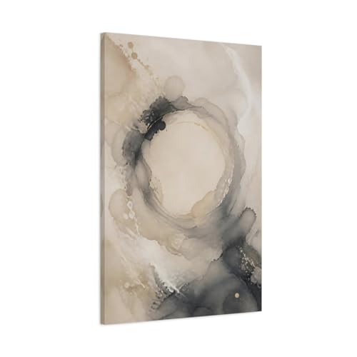 Toile abstraite beige gris pour habiller un grand mur vide de salon