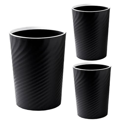 Poubelle de salle de bain noire 8L lot de 3 pour chambre et salon