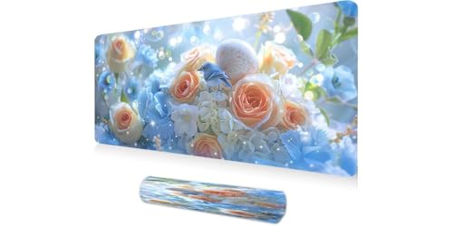 Tapis de souris XXL original fleurs et oiseaux, une idée cadeau bureau