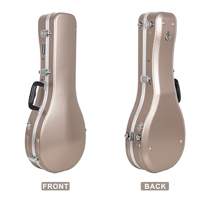 Crossrock ABS Molded Case for A-Style Mandolin | Matte Finish, Plush Interior, Locking Latch, Backpack Straps Lightweight Hardshell Protection-Champagne (CRA862MACH)