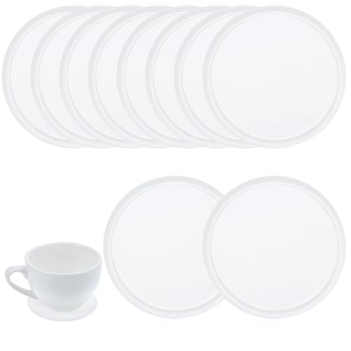 Juego de 10 posavasos de silicona absorbentes de goma estética blanca antideslizante para decoración del hogar, protección de mesa, adecuado para tipos de tazas, bebidas, cerveza, café