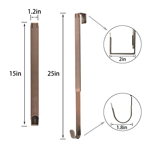 Image of Sattiyrch Wreath Door Hanger,Adjustable Wreath Hanger for Front Door,Over the Door Wreath Hook from 15-25 Inch,Holds up to 20 lbs,Brushed Copper